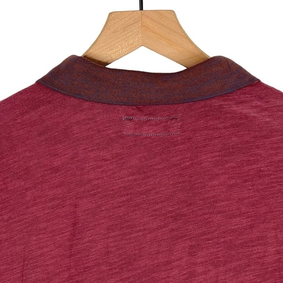 Carbon2Cobalt Triple Texture Polo Mens Large TALL Red Marled Slub Knit Jersey - Picture 6 of 7